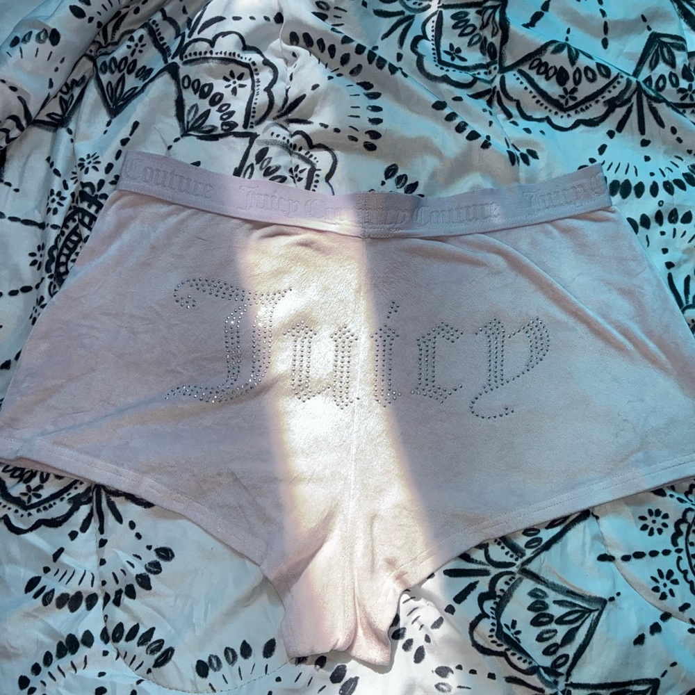 Juicy Couture Pink Velour Logo Waistband Shorts